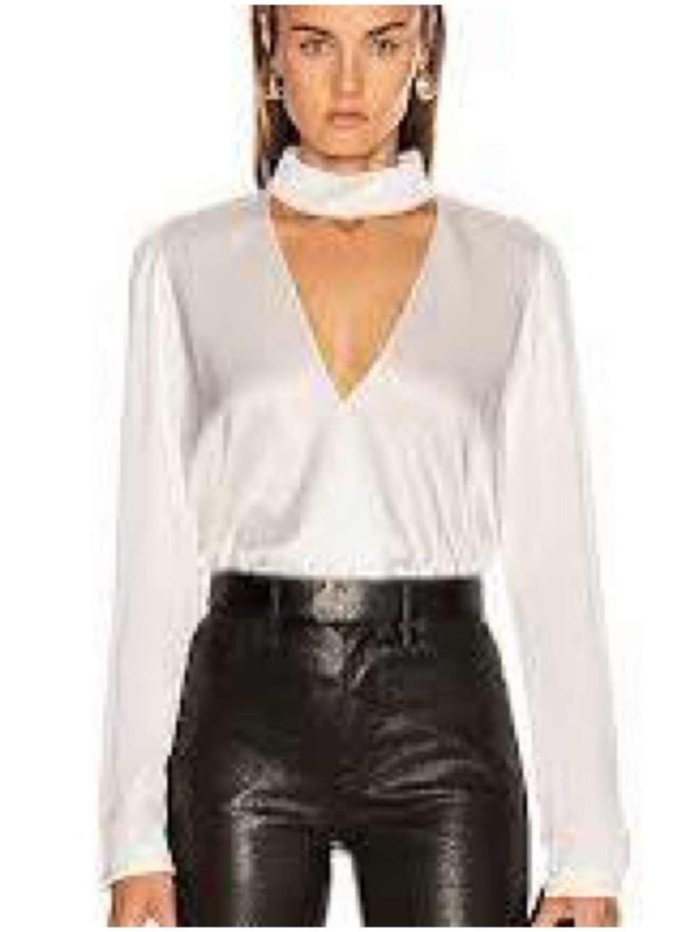 A.L.C. Raquel High Neck Pearl White Silk Top Sz 4